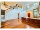 Stunning living room with hardwood floors, staircase, and built-in cabinet at 3412 Crystal Tower St, Las Vegas, NV 89129