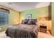 Comfortable bedroom featuring stylish bedding, lamps, and a window with natural light at 4718 Nara Vista Way # 104, Las Vegas, NV 89103