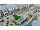 Aerial view of green space, walking paths and picnic tables near homes in the community at 541 Tokopah Falls St, Las Vegas, NV 89138