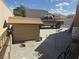 Backyard with small shed, truck parked in back, metal fence, and concrete all around at 6248 Sapporo Cir, Las Vegas, NV 89110