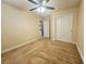 Bedroom with carpet, a closet, a ceiling fan, and neutral paint at 9462 Alhambra Valley St, Las Vegas, NV 89178