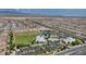 Aerial view of a community center and nearby homes at 10116 Skye Castle Dr, Las Vegas, NV 89166