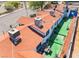 Property boasts a unique terracotta roof, and well-kept grounds from an aerial view at 300 N 14Th St, Las Vegas, NV 89101