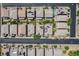 Real estate aerial view of a residential neighborhood with manicured lawns at 6403 Ava Ridge Ave, Las Vegas, NV 89141