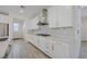 Bright kitchen featuring white cabinets, gray backsplash, stainless steel appliances, and hardwood floors at 6403 Ava Ridge Ave, Las Vegas, NV 89141
