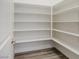 Pantry featuring built-in shelving, light walls, and laminate flooring at 6403 Ava Ridge Ave, Las Vegas, NV 89141