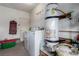 Functional laundry area featuring a washer, dryer, and water heater at 768 Lawrence Dr, Henderson, NV 89015
