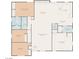 Detailed floor plan with measurements of the primary bedroom, living room, kitchen, and garage at 3047 Van Buskirk Cir, Las Vegas, NV 89121