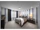 Comfortable bedroom with unique striped walls, a sports theme, and ample natural light at 4702 Amazing View St, Las Vegas, NV 89129