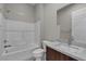 Bathroom featuring a shower and vanity with granite counters at 4829 E Beacon Ridge Dr, Pahrump, NV 89061