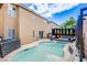 The spacious backyard features a pool, spa, and outdoor lounge, creating an ideal space for outdoor enjoyment at 6630 Virtuoso Ct, Las Vegas, NV 89139