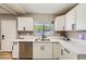 Kitchen featuring stainless steel dishwasher and dual sink with backyard view at 80 E Texas Ave, Henderson, NV 89015