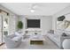 Bright living room with neutral tones, stylish furniture, and a modern entertainment center at 8970 Lansberry Ct, Las Vegas, NV 89147