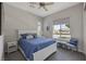 Charming bedroom with a blue-themed decor, comfortable bed, and a view of the neighborhood at , Las Vegas, NV 89148