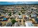 Panoramic aerial view showcasing a residential neighborhood with homes, streets, and the city skyline in the distance at 704 Kings Ave, North Las Vegas, NV 89030