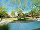 Green community space featuring lush trees, manicured lawns, and a concrete walkway for residents' enjoyment at 10719 Hammett Park Ave, Las Vegas, NV 89166