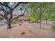 Private backyard with desert landscaping and mature trees, ideal for relaxation and outdoor enjoyment at 2353 Lauren Dr, Las Vegas, NV 89134