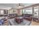 Spacious living room with comfortable seating and views of the backyard and dining area at 2982 Hammerwood Dr, Las Vegas, NV 89135