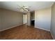 Large, bright bedroom with ceiling fan and ensuite bathroom access at 5128 Sandstone Dr, Las Vegas, NV 89142