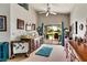 Comfortable bedroom with a sewing table and access to the outdoor patio at 1131 Golf Club, Laughlin, NV 89029