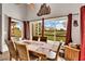 Charming dining area with a wooden table, natural light, and view of golf course at 1131 Golf Club, Laughlin, NV 89029