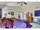 Spacious main bedroom with a ceiling fan and high, vaulted ceilings at 1131 Golf Club, Laughlin, NV 89029