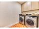 Laundry room area with modern washer and dryer at 1235 Panini Dr, Henderson, NV 89052
