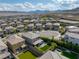 Aerial shot of a suburban neighborhood, featuring well-maintained homes, green lawns, and scenic mountain backdrop at 12426 Alpenglow Ct, Las Vegas, NV 89138