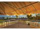 Outdoor balcony with awning overlooking the city skyline at 1251 Los Meadows Dr, Las Vegas, NV 89110