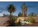 Backyard desert landscaping features a koi pond and mature palms at 1251 Los Meadows Dr, Las Vegas, NV 89110