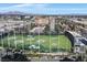 Stunning aerial view of the Topgolf and the surrounding cityscape at 135 E Harmon Ave # 1403, Las Vegas, NV 89109