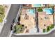 Aerial view showcasing a luxurious backyard pool and outdoor living space at 1502 Oxbow Ct, Henderson, NV 89014