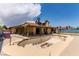 The backyard features a pool, patio, and ample space for outdoor enjoyment at 1513 Brocado Ln, Las Vegas, NV 89117