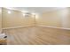 Spacious basement area with modern floors, recessed lighting, and ductless A/C unit at 2181 E Winery Rd, Pahrump, NV 89048