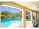 Swimming pool viewed from the covered patio at 454 Rosina Vista St, Las Vegas, NV 89138
