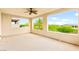 Spacious covered balcony with scenic views, a ceiling fan, and elegant architecture for outdoor enjoyment at 454 Rosina Vista St, Las Vegas, NV 89138