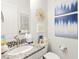 Stylish half-bath with granite countertop, and modern fixtures, perfect for guests at 454 Rosina Vista St, Las Vegas, NV 89138