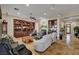 The expansive living room has built-in shelving and elegant furnishings at 8564 Mayport Dr, Las Vegas, NV 89131