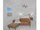 Bright bedroom with large window, stylish furniture and modern ceiling fan at 9 Porto Malaga St, Henderson, NV 89011