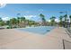 Well-maintained tennis court surrounded by lush landscaping and towering palm trees at 9111 W Stephen Ave, Las Vegas, NV 89149
