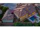 Bird's eye view of the home, featuring a beautiful pool, landscaping, and inviting outdoor space at 9865 Bright Angel Way, Las Vegas, NV 89149
