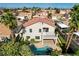 Aerial view of a landscaped backyard and home in a vibrant community at 313 Vista Glen St, Las Vegas, NV 89145