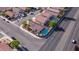 Aerial view of a lovely home featuring a private pool and an inviting backyard oasis at 3913 Lilac Haze St, Las Vegas, NV 89147