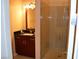 Bathroom featuring a single sink vanity and a glass enclosed shower at 4585 Dean Martin Dr # 205, Las Vegas, NV 89103