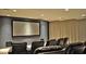 Home theater room has reclining leather seats, a large screen, and dark curtains at 4585 Dean Martin Dr # 205, Las Vegas, NV 89103