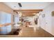 Kitchen with a large island and breakfast bar, wood beams and open floor plan at 6821 Jeanette St, Las Vegas, NV 89131