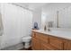 Bright bathroom featuring a shower-tub combination and a single sink vanity at 8036 Eurostar St, Las Vegas, NV 89131