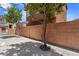 Private backyard featuring a concrete patio, desert landscaping, and string lights for outdoor relaxation and entertaining at 9053 Boston Springs Ave, Las Vegas, NV 89149