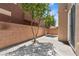 Cozy backyard featuring a concrete patio with desert landscaping and string lights for outdoor enjoyment at 9053 Boston Springs Ave, Las Vegas, NV 89149