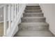 Staircase fitted with carpet, providing a safe and comfortable transition between floors in the home at 9840 Chief Sky St, Las Vegas, NV 89178